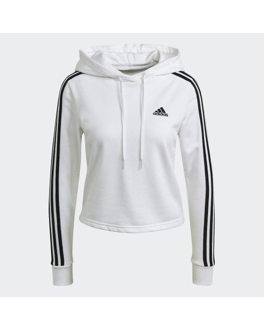 Adidas Blue Essentials 3-Stripes Cropped Hoodie