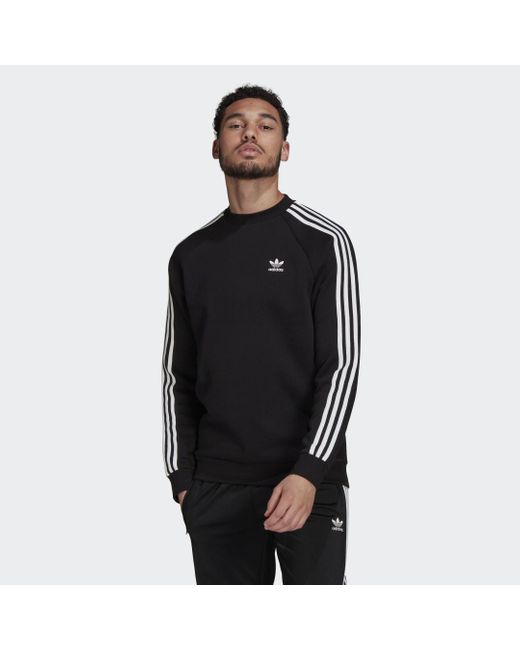 Sudadera cuello redondo Adicolor Classics 3 bandas adidas de Tejido  sintético de color Negro para hombre | Lyst