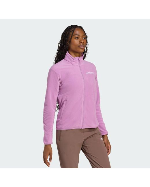 Adidas Purple Multi Essentials Full-Zip Fleece Jacket