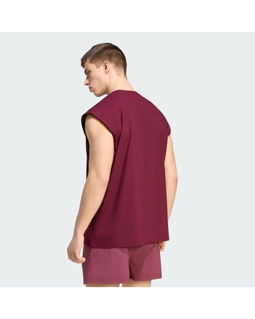 Adidas Red Tennis Climacool+ Oversized Sleeveless T-Shirt for men