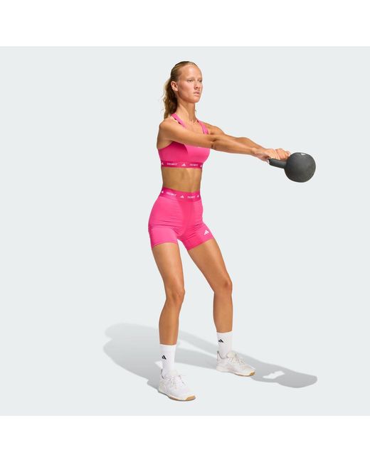 Adidas Pink Techfit Short Leggings
