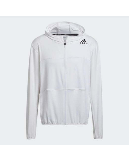 Adidas White Training Hooded Jacket for men