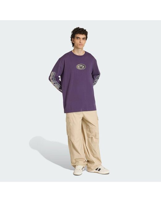Adidas Purple 90S Alternative Sport Archive Graphic Long Sleeve T-Shirt for men