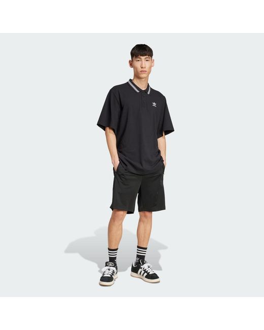 Polo Holgado Adicolor Adidas de hombre de color Black