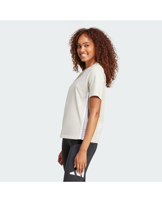 Adidas White Essentials 3-Stripes Cotton T-Shirt