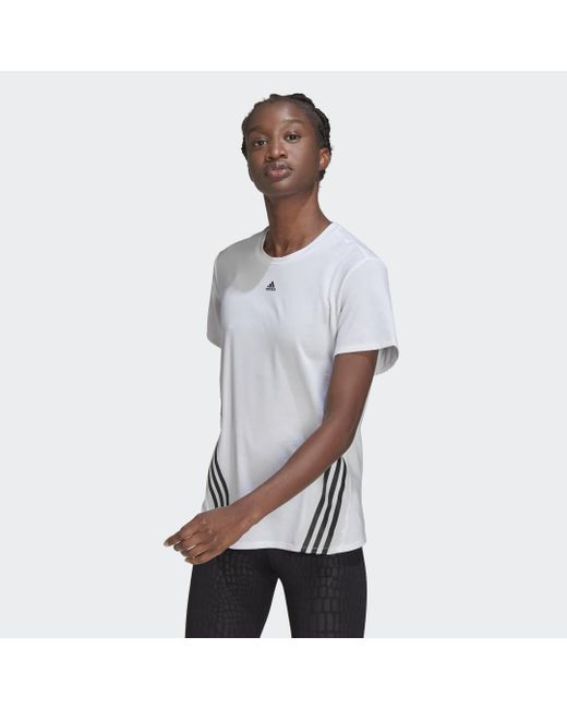 Adidas White Train Icons 3-Stripes T-Shirt