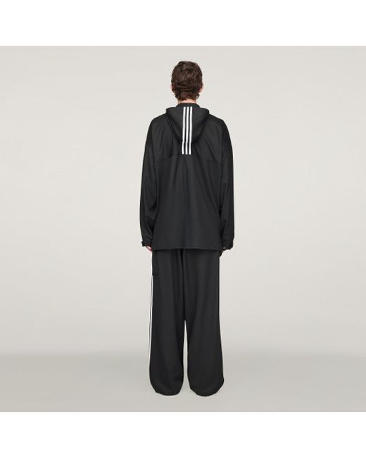 Adidas Black Y-3 Refined Wool Hooded Top 3-Stripes for men
