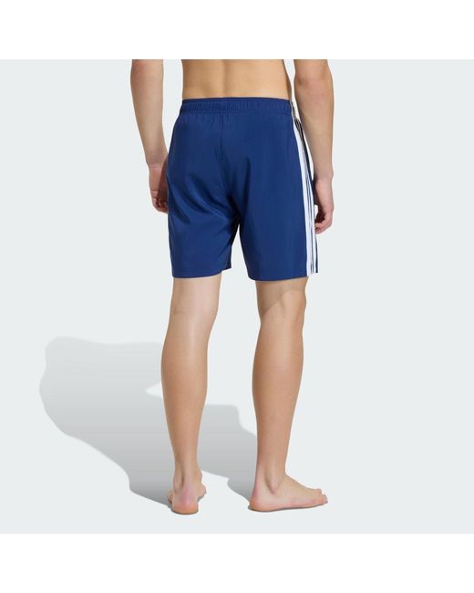 Adidas Blue 3 Stripes Swim Shorts 8 Inch for men