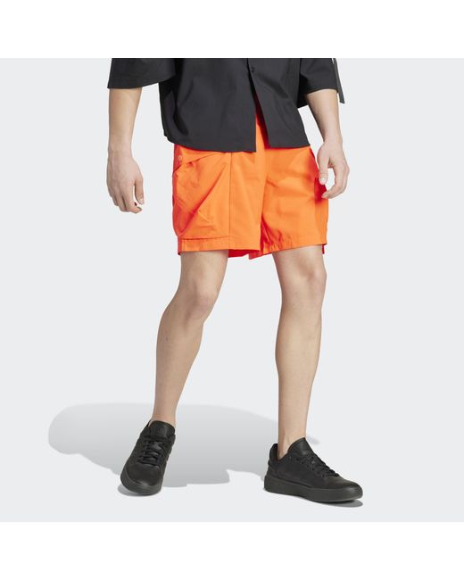 Adidas Orange City Escape Cargo Shorts for men