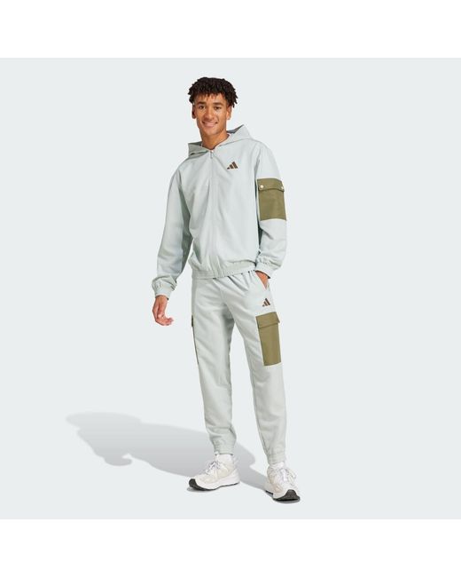 Adidas White Woven Cargo Track Suit for men