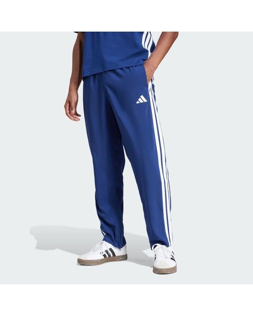 Adidas Blue Essentials 3-Stripes Stanford Pants Open Hem for men
