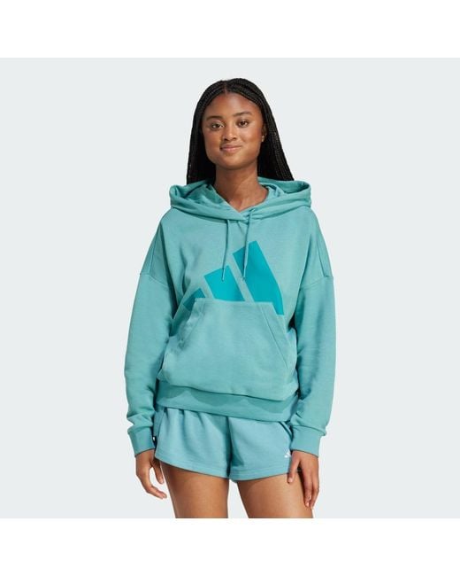 Adidas Blue Essentials Big Logo French Terry Loose Hoodie