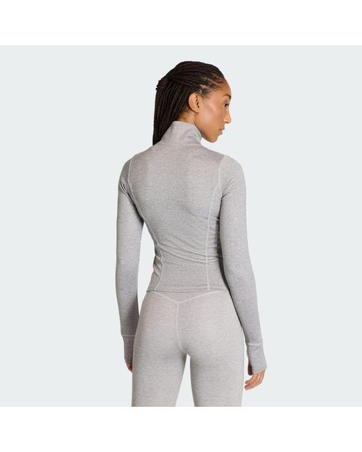Adidas Gray Workout Essentials Heather Zip Through Jacket