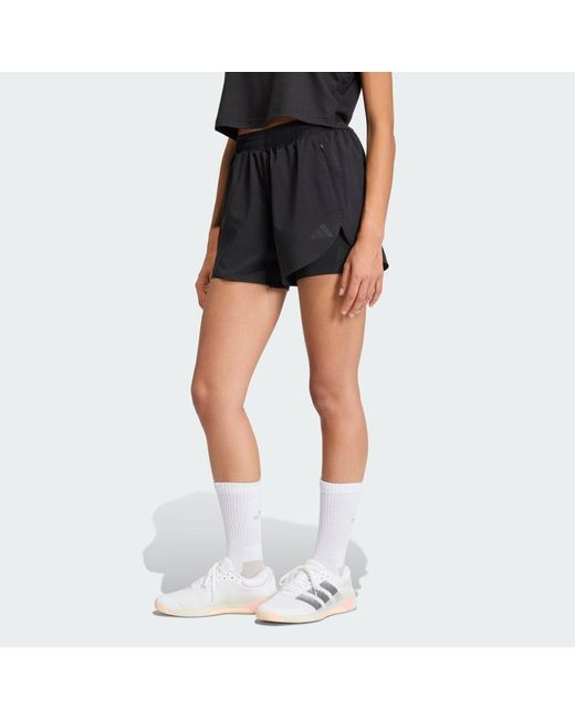 Adidas Black D4T Workout Go To 2In1 Shorts