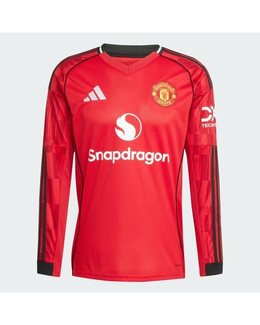 Adidas Red Manchester United 25/26 Long Sleeve Home Jersey for men