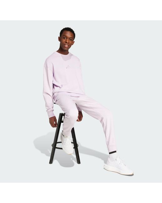 Adidas White All Szn French Terry Colorblock Crew Sweatshirt for men