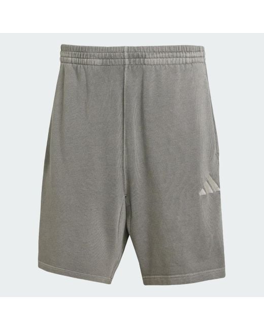 Adidas Gray All Szn French Terry Washed 8 Inch Shorts for men
