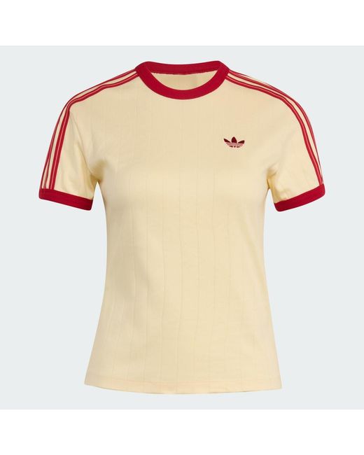 Adidas Natural Pinstripe Short Sleeve Slim T-Shirt