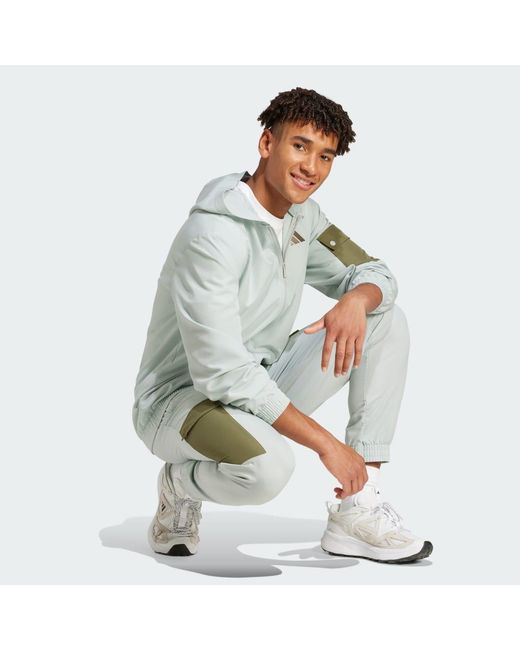 Adidas White Woven Cargo Track Suit for men