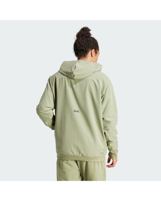 Adidas Green Z.n.e. Woven Full-zip Hooded Track Top for men