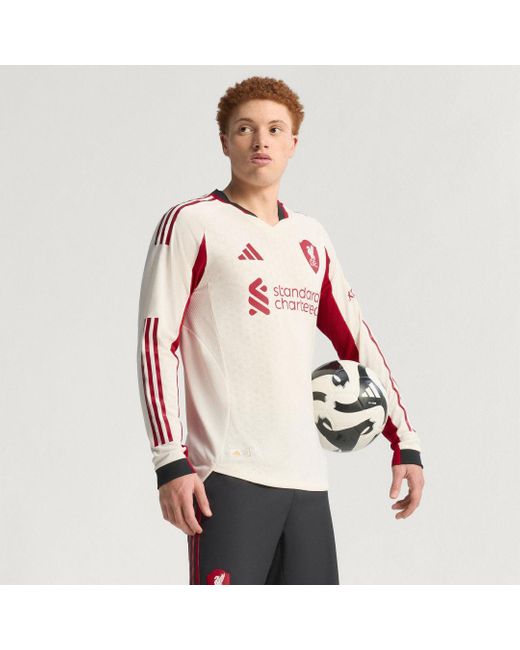 Adidas Red Liverpool Fc 25/26 Long Sleeve Away Authentic Jersey for men
