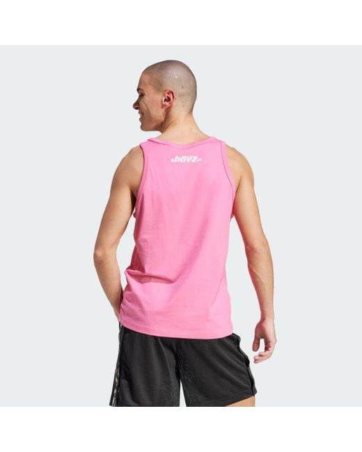 Adidas Originals Pink Pride Graphic Tank Top for men