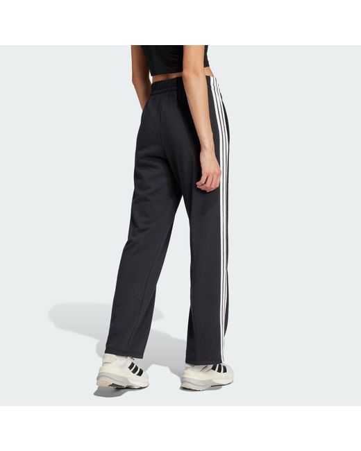 Adidas Black Essentials 3-Stripes Open Hem French Terry Pants