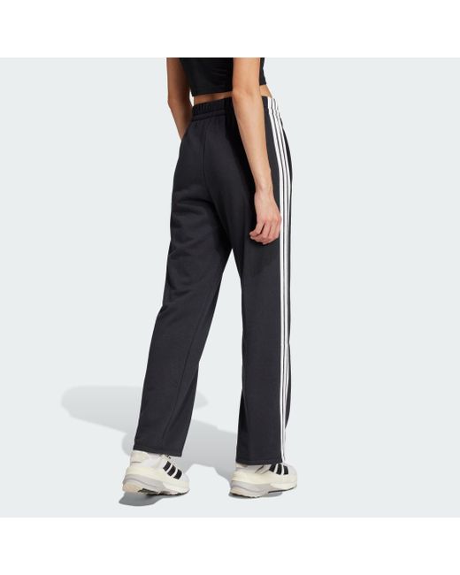 Adidas Black Essentials 3-Stripes Open Hem French Terry Pants