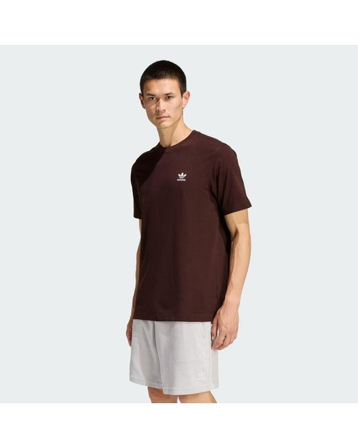 Adidas Brown Trefoil Essentials Tee for men