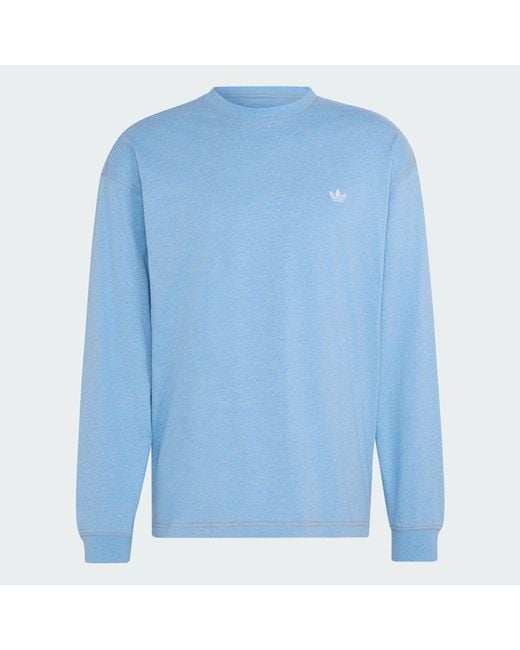 Adidas Blue Trefoil Essentials Melange Long Sleeve Long-Sleeve Top for men