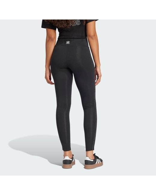 Adidas Black Snakeskin 3-Stripes Leggings