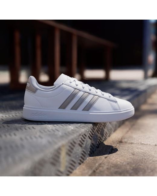 Adidas White Grand Court Cloudfoam Lifestyle Comfort Shoes