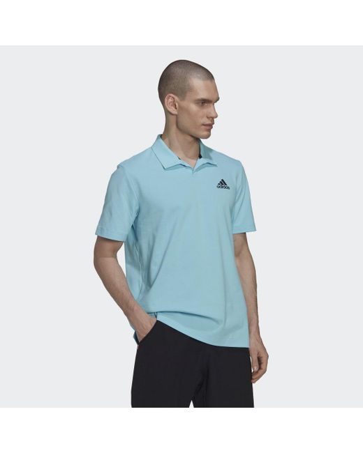 Adidas Originals Blue Clubhouse 3-bar Tennis Polo Shirt for men