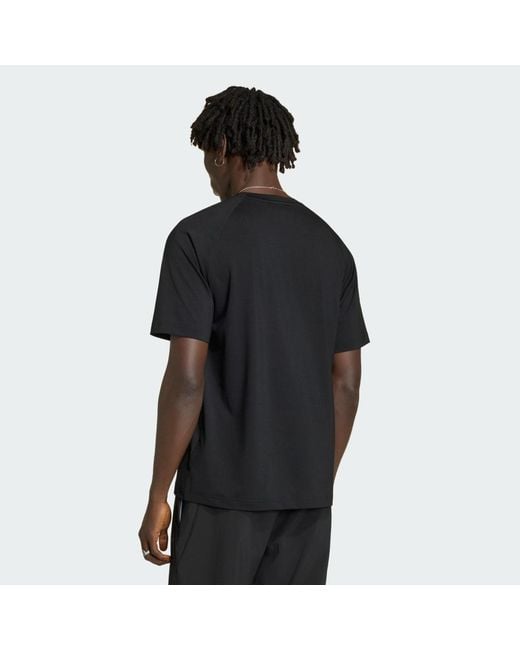 Adidas Black Tech Trefoil Essentials Polyester T-Shirt for men