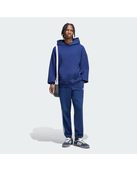 Adidas Blue Essentials 3-Stripes French Terry Tapered Cuffed Joggers for men