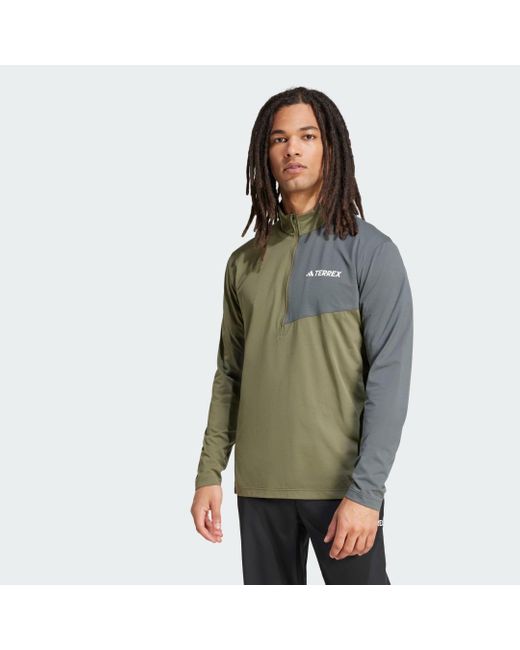 Adidas Green Terrex Multi Half-zip Long Sleeve Hiking T-shirt for men
