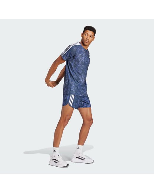 Pantalón Corto Own The Run Excite Allover Print Aeroready Adidas de hombre de color Blue