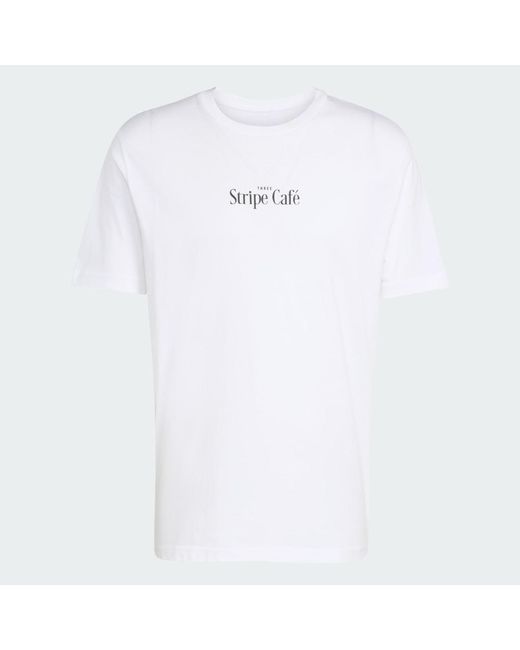 Adidas White Coffee Cafe Donut Box Graphic T-Shirt for men