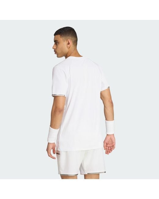 Adidas White Tennis Climacool + Freelift T-Shirt Pro for men