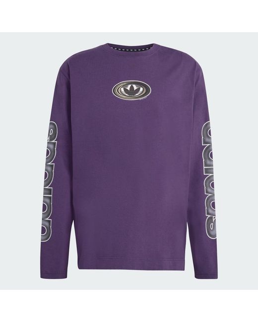 Adidas Purple 90S Alternative Sport Archive Graphic Long Sleeve T-Shirt for men