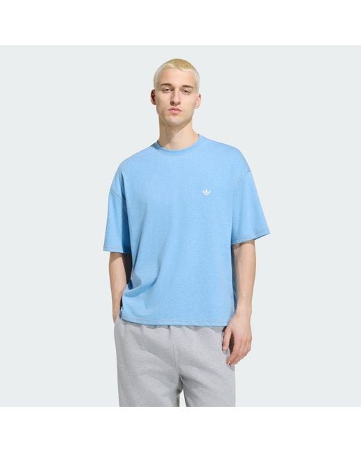 Adidas Originals Blue T-Shirt Adidas Trefoil Essentials Melange Loose Cropped Tee for men