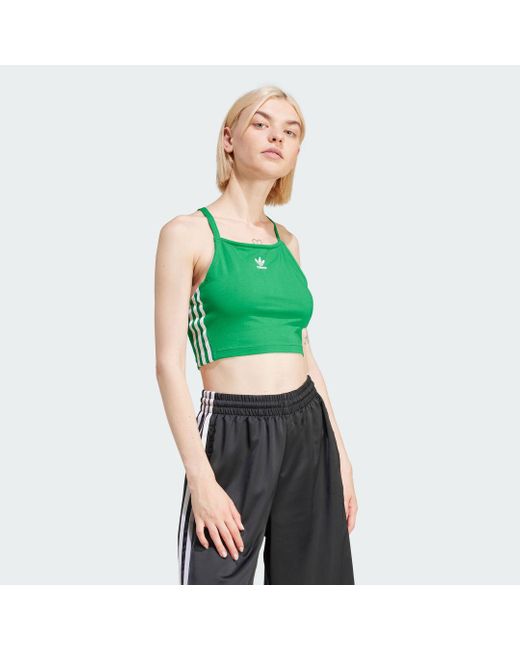 Adidas Originals Green Adicolor 3-stripes Crop Long-sleeve Top