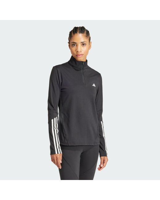 Adidas Hyperglam Training Sportshirt Met Korte Rits in het Black