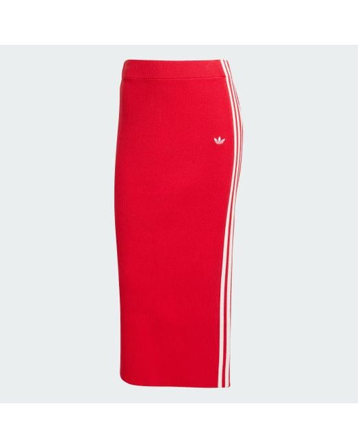 Adidas Red Adicolor Knit 3-Stripes Skirt
