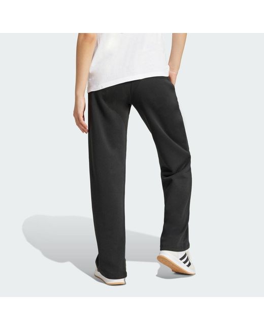 Adidas Black Essentials Small Logo Feel Cozy Open-Hem Pants