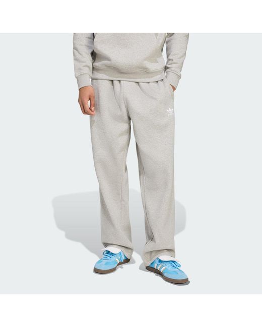 Adidas Gray Trefoil Essentials Open Hem Joggers for men
