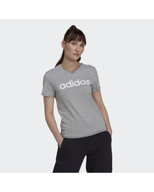 Adidas Gray Essentials Slim Logo T-shirt