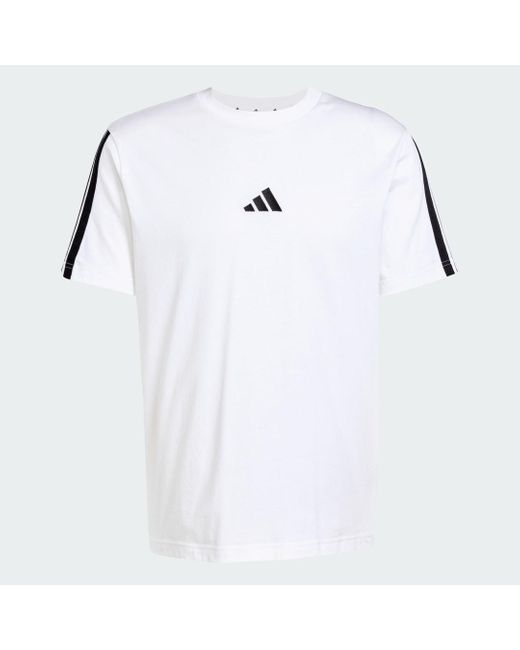 Adidas Originals White Essentials 3-Stripes Single Jersey T-Shirt for men