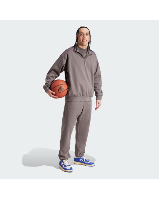 Adidas Brown Basketball Half-Zip Sweatshirt
