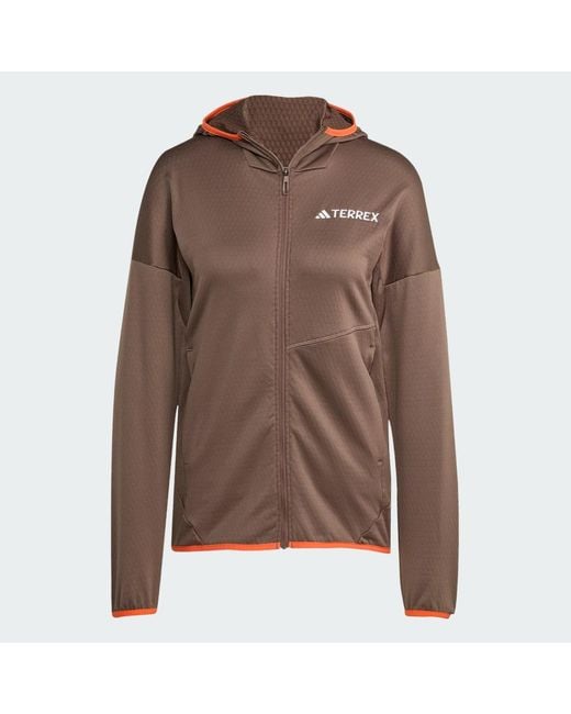 Adidas Brown Terrex Xperior Climawarm Light Fleece Hooded Jacket